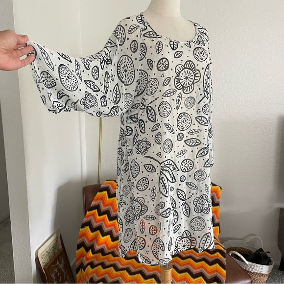 Gudrun Sjoden Lagenlook Floral Leaves Sheer Dress - Picture 3 of 10